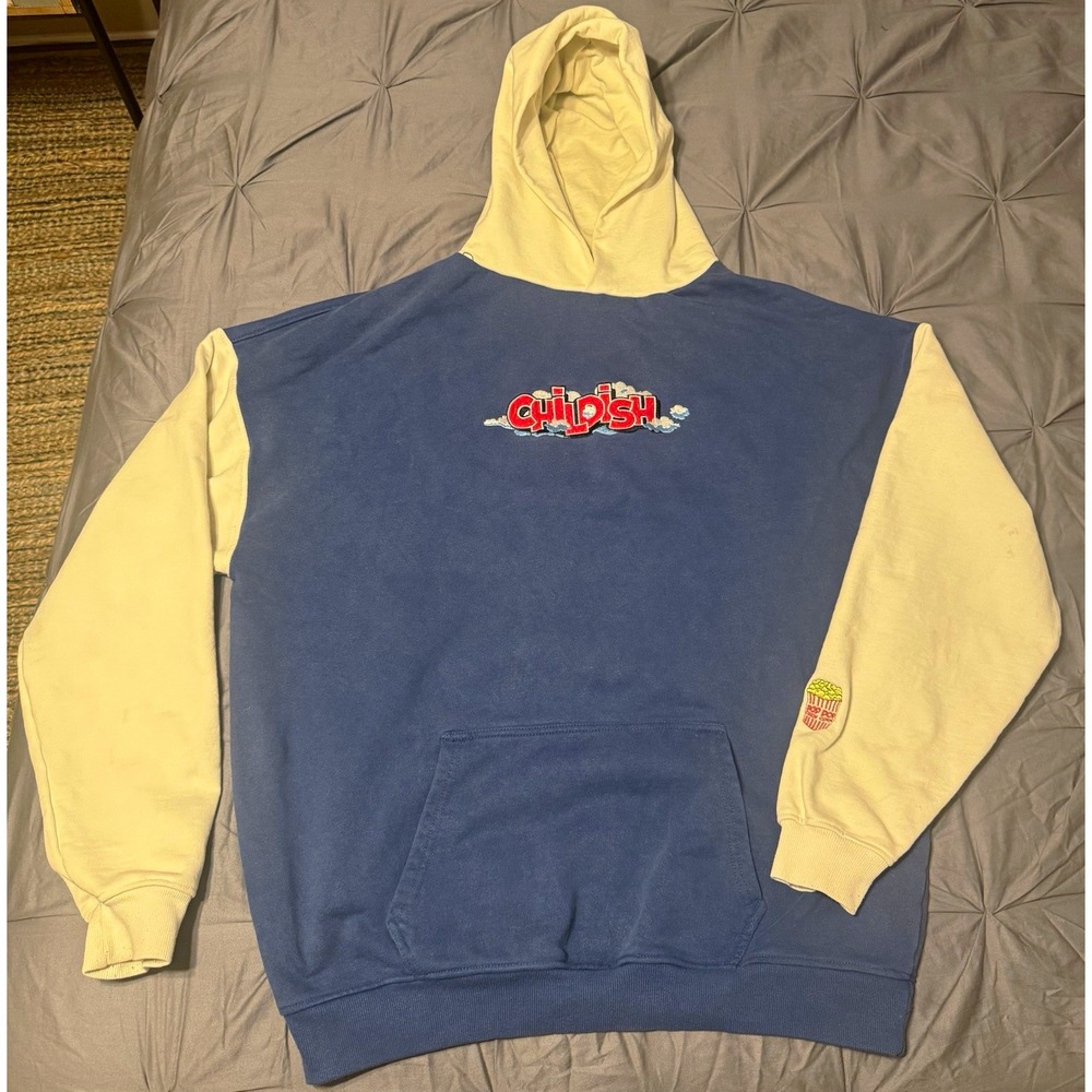 VTG Y2K TGFBRO LTD CHILDISH Baggy Theme Park Pullover Hoodie 2XL Blue/Beige